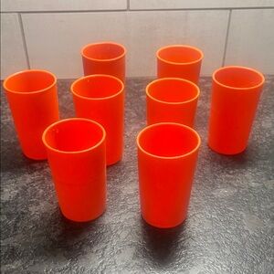 Vintage Orange Tumblers by Tupperware. Set of 8 exc condition